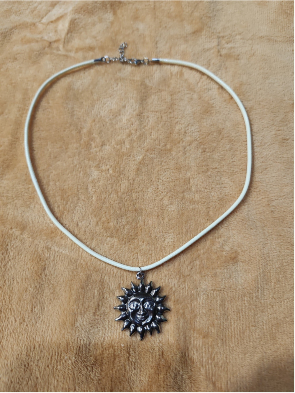 Sun Pendant Necklace - White Cord